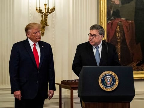 Attorney General William Barr and President Donald Trump.