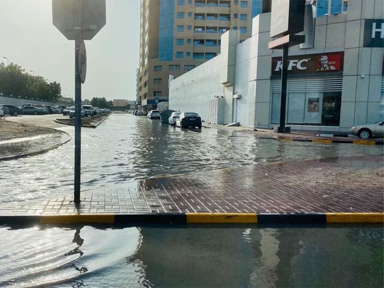 A water-logged street in Ajman 00010