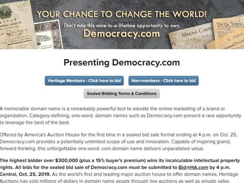 A screenshot of democracy.com