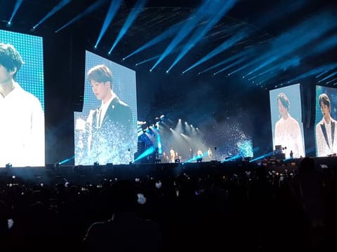 V, Jimin, Jungkook and Jin singing 'The Truth Untold'.