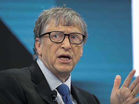 Bill Gates, billionaire and co-chair of the Bill and Melinda Gates Foundation, on the opening day of the World Economic Forum in Davos, Switzerland, on Jan. 22, 2019.