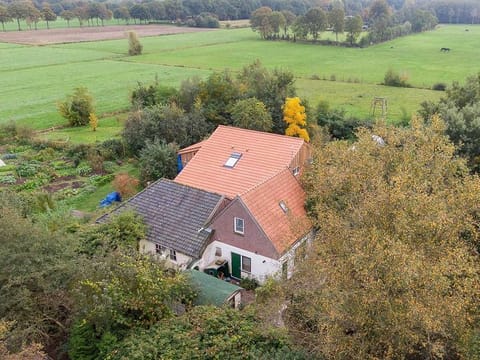 An aerial picture taken on October 15, 2019 shows a view of the farm, where a father and six children had been living in the cellar, In Ruinerwold, northern Netherlands.