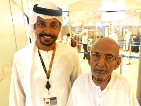 124-year-old Swami Sivananda arrived at Abu Dhabi International Airport from Varanasi, India.
Image Credit: Gulf News