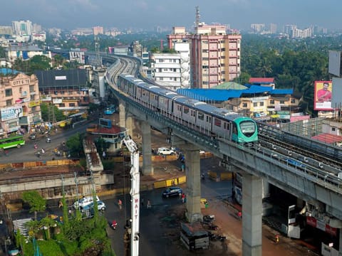 Kochi: Kochi Metro Rail Ltd (KMRL) during its first trial run on the Ernakulam, Vyttila and Thykoodam route, in Kochi, Wednesday, July 31, 2019
