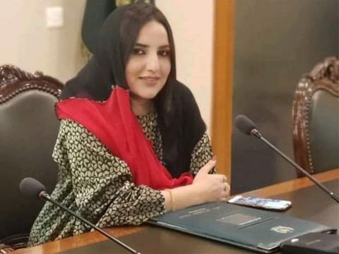 TikTok star Hareem Shah seen inside a conference room at the Pakistan foreign ministry office. 