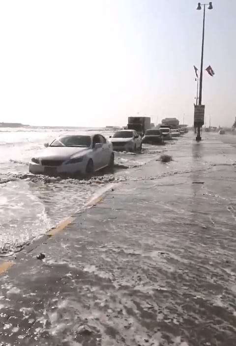 Corniche Roads in Khor Fakkan and Kalba were closed on Monday after midnight as high waves breached the barricade and flooded the surrounding streets amid an unusually high tide.

Kalba Road was closed in the direction of Fujairah. The other direction remains open for traffic.