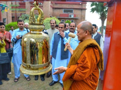 Thailand's chief monk installed a ‘Bell of Peace’ at the Peshawar Museum and rang it five times to send a message of peace and harmony to the world from Pakistan. 