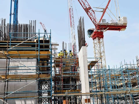 Workers at a construction site in Dubai.