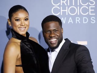 Eniko Parrish (L) and actor Kevin Hart in Santa Monica, California.

AFP file picture
