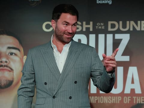 Eddie Hearn at Anthony Joshua's last fight in Saudi, against Andy Ruiz 