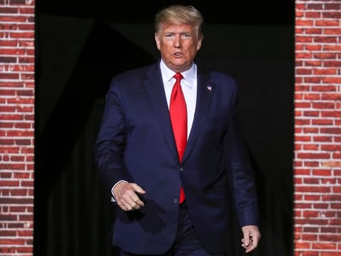 U.S. President Donald Trump arrives to speak at a campaign rally in Battle Creek, Michigan, U.S., December 18, 2019.
