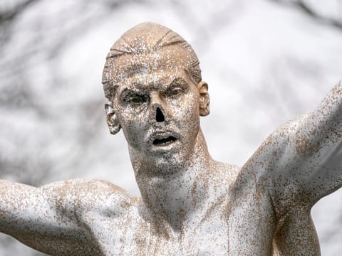 Zlatan Ibrahimovic's statue has been defaced - quite literally.