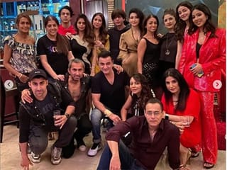 Bollywood: Shah Rukh Khan, Suhana, Aryan spotted twinning in black jackets at New Year bash
