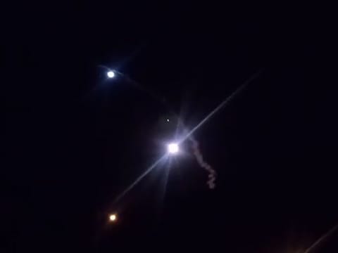 A still image from an Islamic Republic of Iran Broadcasting video shot on January 8, 2020, allegedly shows rockets launched from Iran againts the US military base in Ain Al Assad in Iraq.