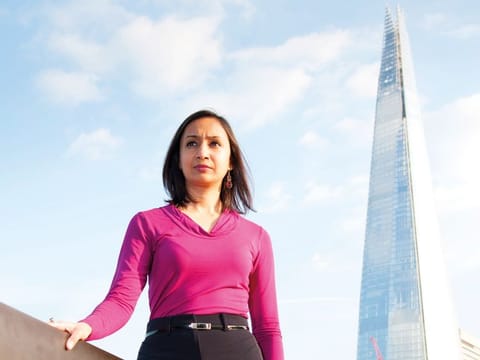 Roma Agarwal beside the Shard in London 