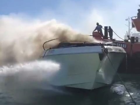 Fire breaks out on a yacht near the Burj Al Arab on Friday, no one injured, three rescued