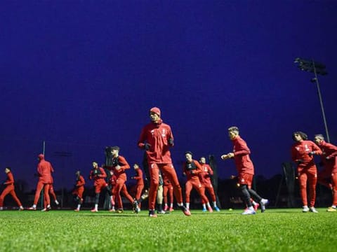 Liverpool train ahead of their match against Wolves.