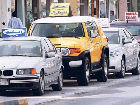 A line up of rental cars