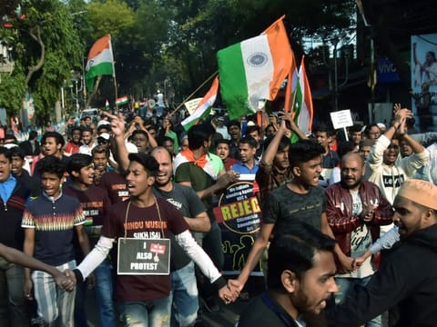 ANIDemonstrators protesting against India’s newly introduced Citizenship Amendment Act and the National Register of Citizens in Kolkata, West Bengal.