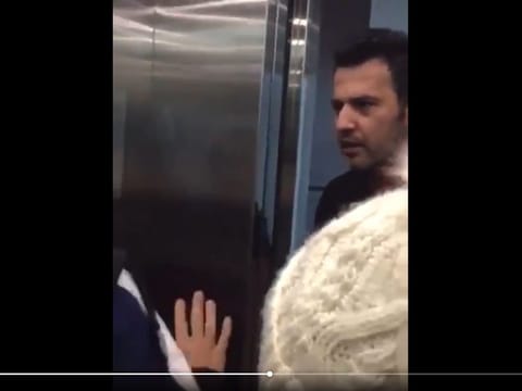 A screengrab from the video of the Turkish man verbally abusing an Arab family.