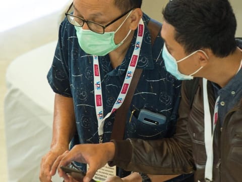 Visitor wearing mask at Arab Health at Dubai World Trade Centre. Photo: Virendra Saklani/Gulf News