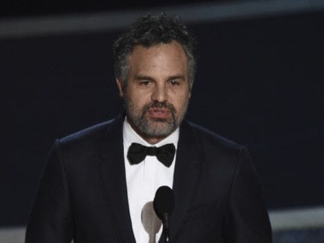 Mark Ruffalo presents the award for best documentary feature at the Oscars on Sunday, Feb. 9, 2020, at the Dolby Theatre in Los Angeles. 