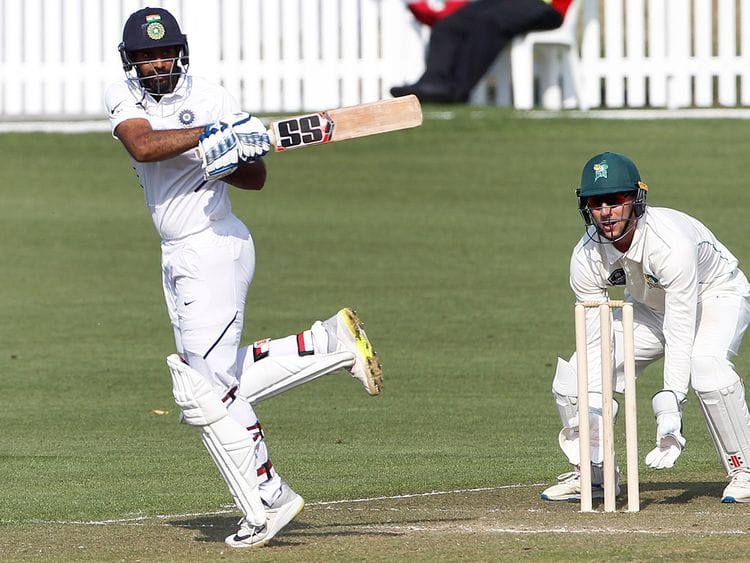 New Zealand, Feb 14 (ANI): India’s Hanuma Vihari plays a shot during the 3-day practice Test match between India and New Zealand XI, at Seddon Park Hamilton on Friday. (ANI Photo)