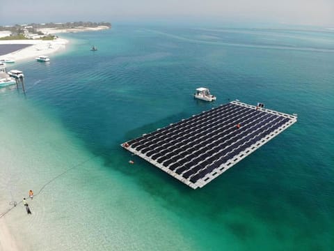 The UAE's first floating Solar Power Plant by Enerwhere off the coast of Abu Dhabi