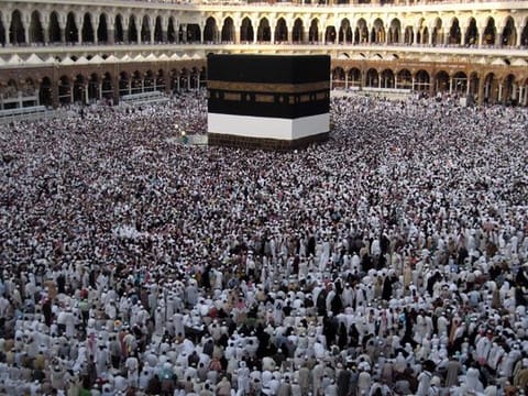 Hundreds of thousands of Muslim pilgrims perform the ritual around the Kaaba at Mecca's Grand Mosque as Muslims from all over the world are flocking to Mecca to perform the annual Hajj pilgrimage.  AFP PHOTO/KHALED DESOUKI