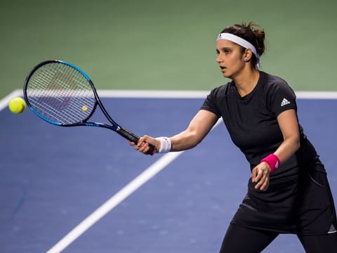 Sania Mirza in action in Dubai