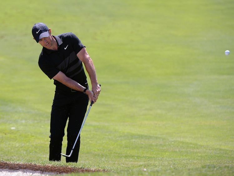 Rory McIlroy plays a shot on the 14th hole during the first round of the WGC - Mexico Championship