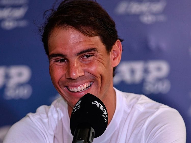 Rafa Nadal speaks to the media in Acapulco