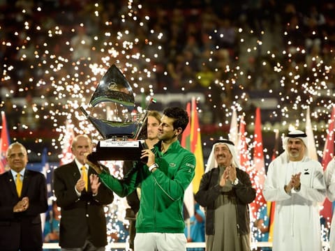 Novak Djokovic wins the Dubai Duty Free Tennis Championships MenÕs Final on February 29, 2020. 