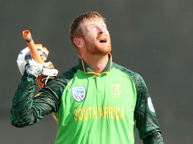 South Africa's Heinrich Klaasen celebrates his century