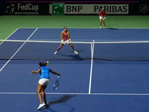 Chinese women's team (red) have been a cut above the rest during the Fed Cup campaign in Dubai this week.