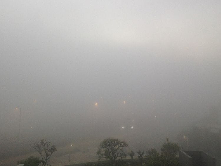 A foggy scene in Abu Dhabi.