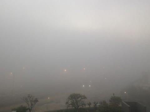 A foggy scene in Abu Dhabi.