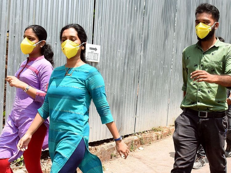 People wear masks