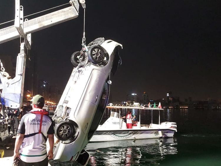 A car drove into Dubai Creek on Wednesday night 