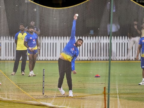 Indian cricketer Harbhajan Singh during the practice session, at MA Chidambaram Stadium in Chennai. 