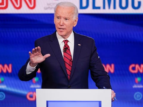 Former Vice President Joe Biden, participates in a Democratic presidential primary debate at CNN Studios in Washington, Sunday, March 15, 2020. 