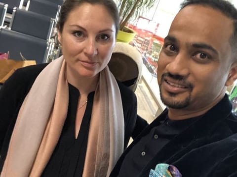 Indian Rana Mukherji and his six month  pregnant Ukrainian wife Tetyana Polunina are stranded at Abu Dhabi Airport since 7am on Tuesday