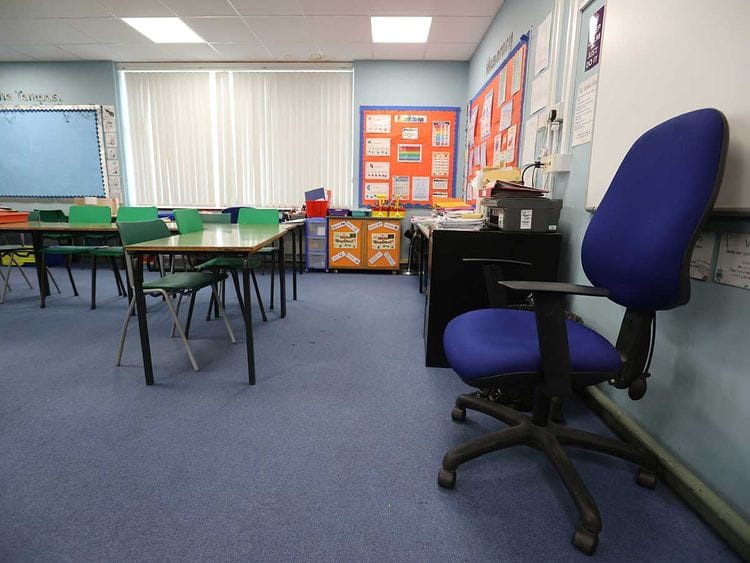 empty classroom in Staffordshire 