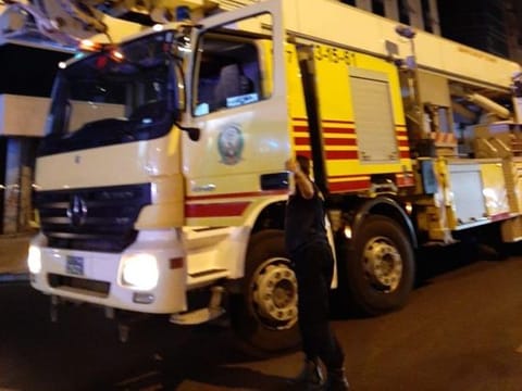Fire crews were quick to arrive at the scene of the fire in Sharjah’s Al Majaz 1.