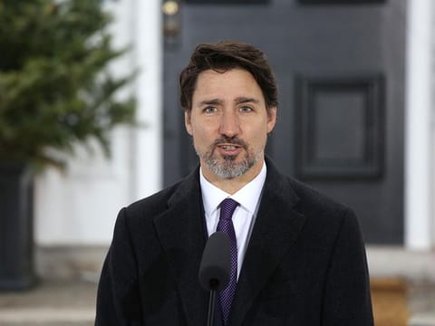 Canadian Prime Minister Justin Trudeau speaks during a news conference on COVID-19 situation in Canada from his residence March 20, 2020 in Ottawa, Canada.