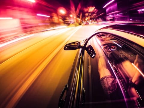 Crazy ride on the night by car