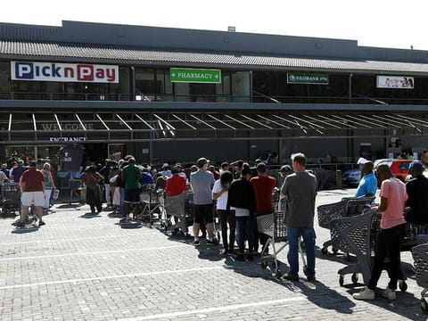 Shoppers queue at a Pick n Pay store in Johannesburg following nationwide lockdown. The International Monetary Fund (IMF) is hoping more private commercial holders of African bonds will join a global push for debt relief as the continent faces a $44 billion shortfall in its fight against the effects of the Covid-19 pandemic.