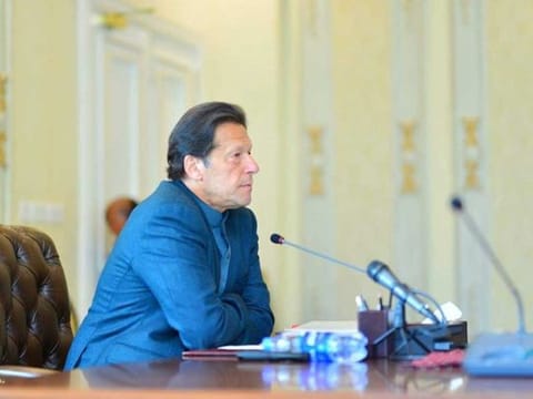 Pakistan Prime Minister Imran Khan addressing the parliamentarians via video link on Wednesday.