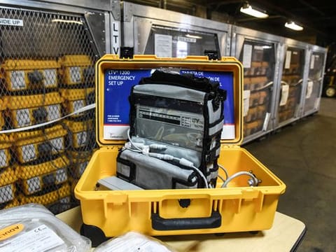 A new ventilator at the New York City Emergency Management Department warehouse in New York, Tuesday, March 24, 2020.