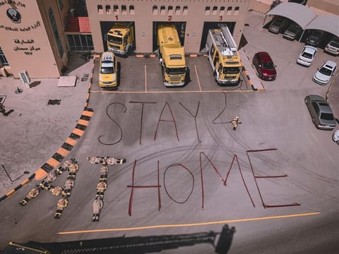 In some stations, the firefighters formed their message not only with hose pipes but also by lying down on the ground  